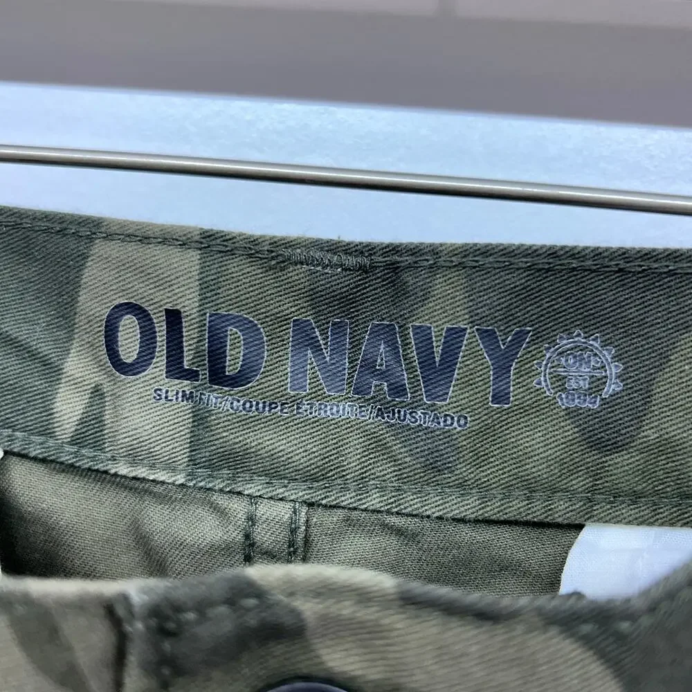 NEW Old Navy Slim Fit Camo Pants Mens 32x32 Green